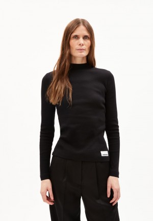 ARMEDANGELS FATIMAARA Rib-Longsleeve Slim Fit made of Organic Cotton Mix Schwarz | 5109-BKLRE