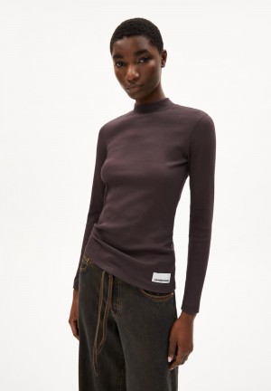 ARMEDANGELS FATIMAARA Rib-Longsleeve Slim Fit made of Organic Cotton Mix Kaffee | 7659-XPJDN