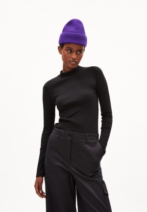 ARMEDANGELS FATIMAA Rib Longsleeve Slim Fit made of Organic Cotton Mix Schwarz | 7085-FIRUM