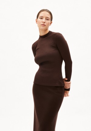 ARMEDANGELS FATIMAA Rib Longsleeve Slim Fit made of Organic Cotton Mix Dunkel | 0319-LCBRS