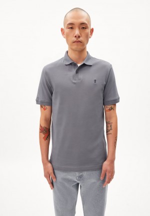 ARMEDANGELS FIBRAAS Polo T-Shirt Regular Fit made of Organic Cotton Cool Antra | 0793-WYAUS