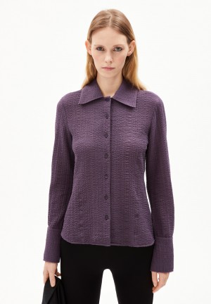 ARMEDANGELS FRADAA CRINKLE Blouse Slim Fit made of Organic Cotton Mix Blau | 2108-VIFZK