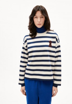 ARMEDANGELS FRANKAA MAARLEN BOLD Sweatshirt Oversized Fit made of Organic Cotton Blau | 1892-QYCVR