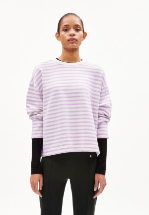 ARMEDANGELS FRANKAA MAARLEN STRIPE Sweatshirt Oversized Fit made of Organic Cotton Lavendel | 2895-VTXRJ