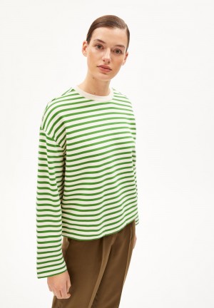 ARMEDANGELS FRANKAA MAARLEN STRIPE Sweatshirt Oversized Fit made of Organic Cotton Grün | 3514-FCAVW