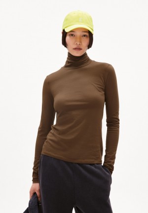ARMEDANGELS GRAZILIAA SOFT Longsleeve Slim Fit made of Organic Cotton Dried Moss | 4186-MLBWT