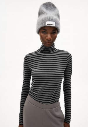 ARMEDANGELS GRAZILIAA STRIPES Longsleeve Slim Fit made of Organic Cotton Iron Cast-black | 1270-IWVXD