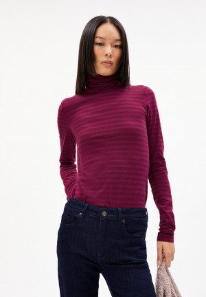 ARMEDANGELS GRAZILIAA STRIPES Longsleeve Slim Fit made of Organic Cotton Cherry Juice-cranberry Juice | 3401-GIALF