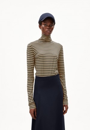 ARMEDANGELS GRAZILIAA STRIPES Longsleeve Slim Fit made of Organic Cotton Gravel-dried Moss | 0217-RPSIW