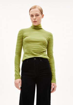 ARMEDANGELS GRAZILIAA STRIPES Longsleeve Slim Fit made of Organic Cotton New Moss-dark Moss | 1980-AWMPN