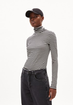 ARMEDANGELS GRAZILIAA STRIPES Longsleeve Slim Fit made of Organic Cotton Weiß | 4537-FOCML