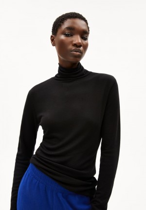 ARMEDANGELS GRAZILIAA WOOL BLEND Longsleeve Slim Fit made of Organic Wool Mix Schwarz | 0527-OETRL