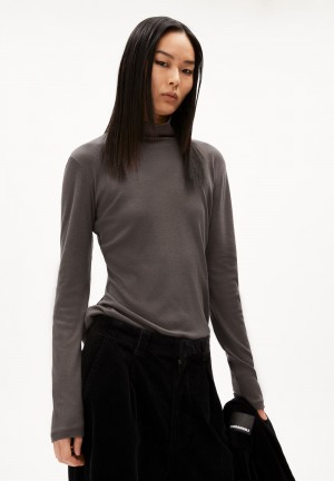 ARMEDANGELS GRAZILIAA WOOL BLEND Longsleeve Slim Fit made of Organic Wool Mix Iron Cast | 8247-HDEQK