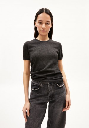 ARMEDANGELS GUILIAA MERINO Knit Shirt Slim Fit made of Merino-Wool Steel Melange | 9078-GDVKE