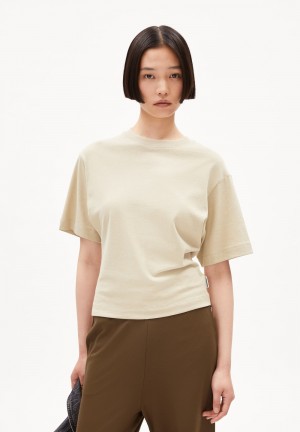 ARMEDANGELS HERSILIAA Heavyweight T-Shirt Slim Fit made of Organic Cotton Mix Gravel | 5340-UJRLM
