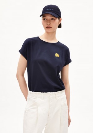 ARMEDANGELS IDAARA FRUITS T-Shirt Loose Fit made of Organic Cotton Night Sky | 5846-HXJBY