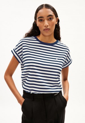 ARMEDANGELS IDAARA STRIPES T-Shirt Loose Fit made of Organic Cotton Indigo | 1704-KIGTZ