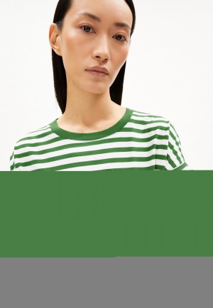 ARMEDANGELS IDAARA STRIPES T-Shirt Loose Fit made of Organic Cotton Grün | 8549-RPOZI