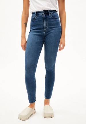 ARMEDANGELS INGAA Jeans Skinny Leg High Waist Organic Cotton Mix X-Stretch Blau | 7358-GMEBL