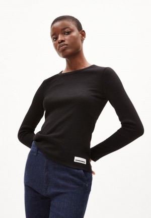 ARMEDANGELS JAALIA Rib-Longsleeve Regular Fit made of Organic Cotton Mix Schwarz | 8294-VYCGT