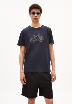 ARMEDANGELS JAAMES CLOUD BIKE T-Shirt Regular Fit made of Organic Cotton Night Sky | 8724-JGNYR