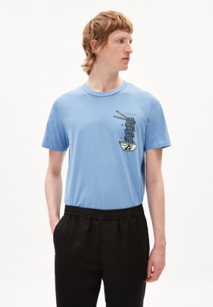 ARMEDANGELS JAAMES FISH SOUP T-Shirt Regular Fit made of Organic Cotton Blau | 8702-POWEJ