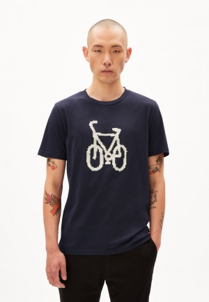 ARMEDANGELS JAAMES FUN BIKE T-Shirt Regular Fit made of Organic Cotton Night Sky | 4321-EHTUK