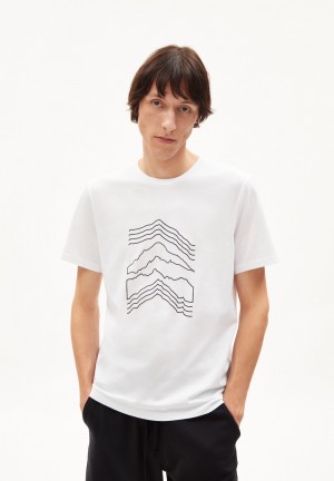 ARMEDANGELS JAAMES MOUNTAIN ICON T-Shirt made of organic cotton Weiß | 9647-MCXDH