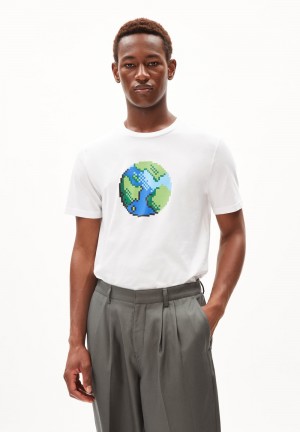 ARMEDANGELS JAAMES PLAANET T-Shirt Regular Fit made of Organic Cotton Weiß | 7685-EAXYD
