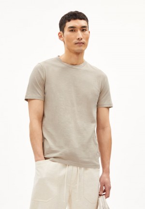 ARMEDANGELS JAAMES STRUCTURE Heavyweight T-Shirt Regular Fit made of Organic Cotton Sand Stone | 6159-EQHYM