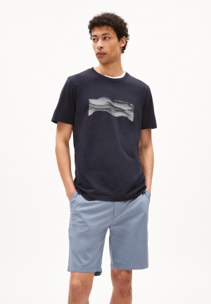 ARMEDANGELS JAAMES WAVY CLOUDS T-Shirt Regular Fit made of Organic Cotton Night Sky | 3470-JLSMB