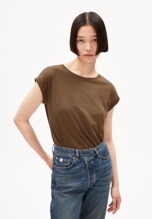 ARMEDANGELS JILAANA T-Shirt Regular Fit made of TENCEL™ Lyocell Mix Dried Moss | 1403-ONRYE