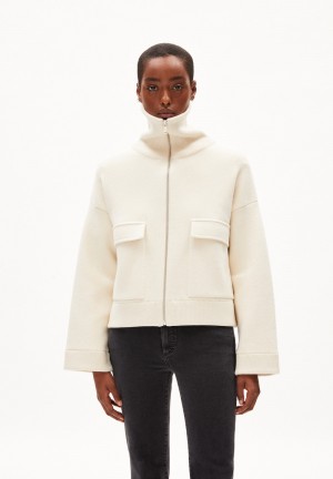 ARMEDANGELS JOANIAAS Knit Jacket Oversized Fit made of Organic Wool Mix Oatmilk-oatmilk | 9183-RJPXG