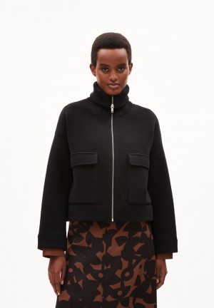 ARMEDANGELS JOANIAAS Knit Jacket Oversized Fit made of Organic Wool Mix Black-black | 0859-IJMNR