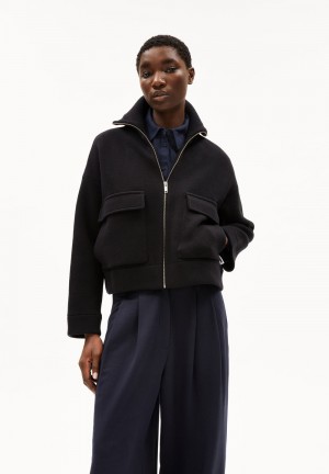 ARMEDANGELS JOANIAAS Knit Jacket Oversized Fit made of Organic Wool Mix Schwarz | 1675-DNQZF