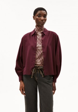 ARMEDANGELS JOELENAA BRUSHED Blouse Loose Fit made of Organic Cotton Cranberry Juice | 7046-AKWIX