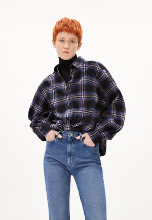 ARMEDANGELS JOELENAA CHECK Slim Fit Denim made of Organic Cotton Mix Lila | 6854-WMTKL