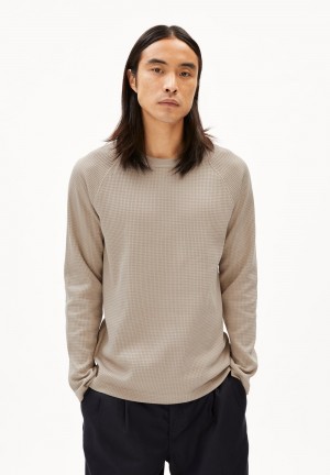 ARMEDANGELS JOSUAA WAFFLE T-Shirt Relaxed Fit made of Organic Cotton Sand Stone | 2147-FARMK