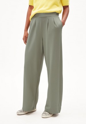 ARMEDANGELS JUANAA PUNTO Jersey Pants made of LENZING™ ECOVERO™ Viscose Mix Grau Grün | 6587-OADNH
