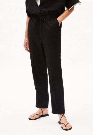 ARMEDANGELS KAADIA TAPERED LINO Woven Pants made of Linen-Mix Schwarz | 9675-IUJOY