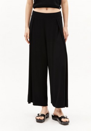 ARMEDANGELS KAARO LINI Jersey Pants made of LENZING™ ECOVERO™ Viscose Mix Schwarz | 3718-NDZLM