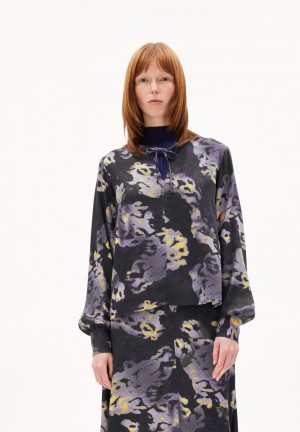 ARMEDANGELS KALUAA DIGILAAND Blouse Regular Fit made of LENZING™ ECOVERO™ Viscose Schwarz | 8709-KQOFP