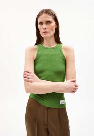 ARMEDANGELS KANITAA Rib-Top Slim Fit made of Organic Cotton Mix Grün | 4720-BRGWH