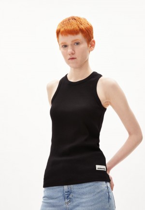 ARMEDANGELS KANITAA Rib-Top Slim Fit made of Organic Cotton Mix Schwarz | 2704-KMFCH