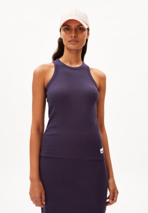 ARMEDANGELS KANITAA Rib-Top Slim Fit made of Organic Cotton Mix Blau | 4530-SZURG