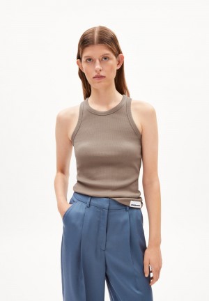 ARMEDANGELS KANITAA Rib-Top Slim Fit made of Organic Cotton Mix Muddy Water | 6810-RGDSI