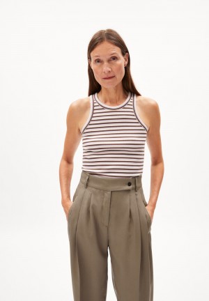 ARMEDANGELS KANITAA STRIPES Rib-Top Slim Fit made of Organic Cotton Mix Lavendel | 9567-PJAYN