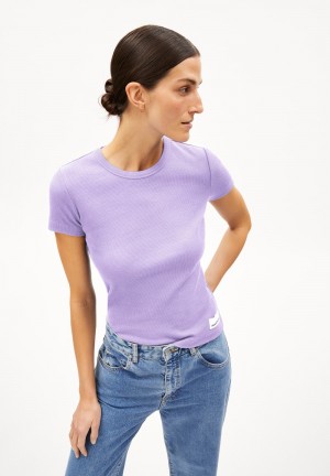 ARMEDANGELS KARDAA Rib-T-Shirt Regular Fit made of Organic Cotton Mix Lavendel Hell | 2841-XTQIL