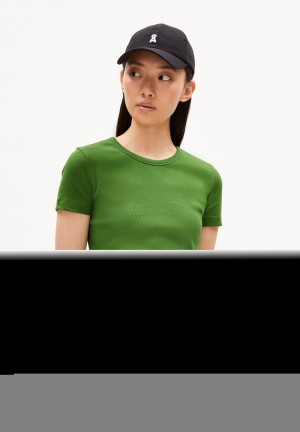 ARMEDANGELS KARDAA Rib-T-Shirt Regular Fit made of Organic Cotton Mix Grün | 4789-ETOAN