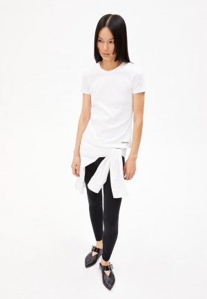 ARMEDANGELS KARDAA Rib-T-Shirt Regular Fit made of Organic Cotton Mix Weiß | 2084-LEPKZ